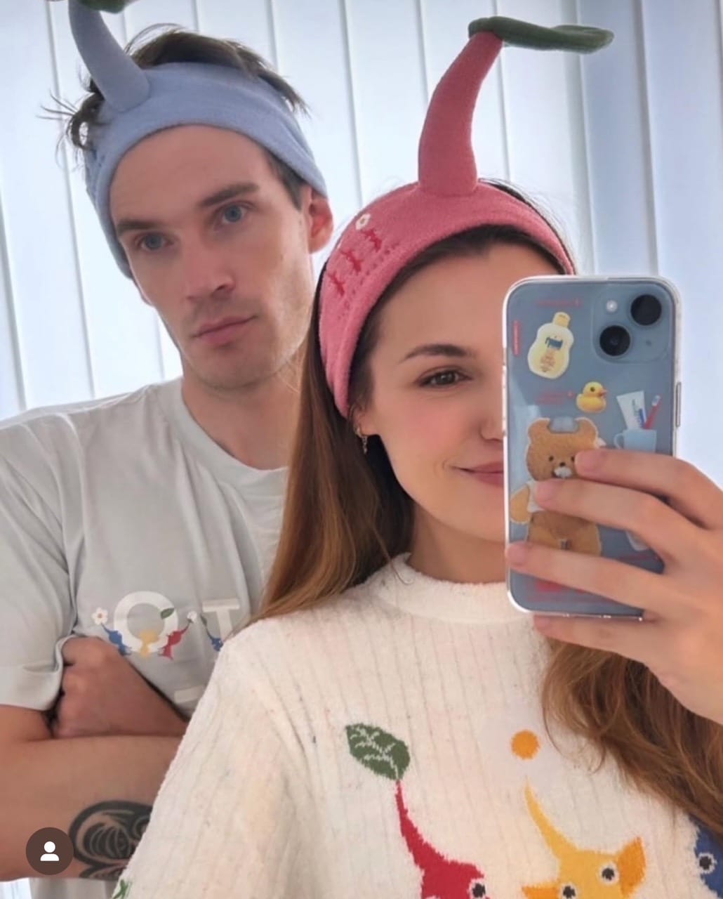 PewDiePie and Marzia wearing the Gelato Pique Pikmin collab