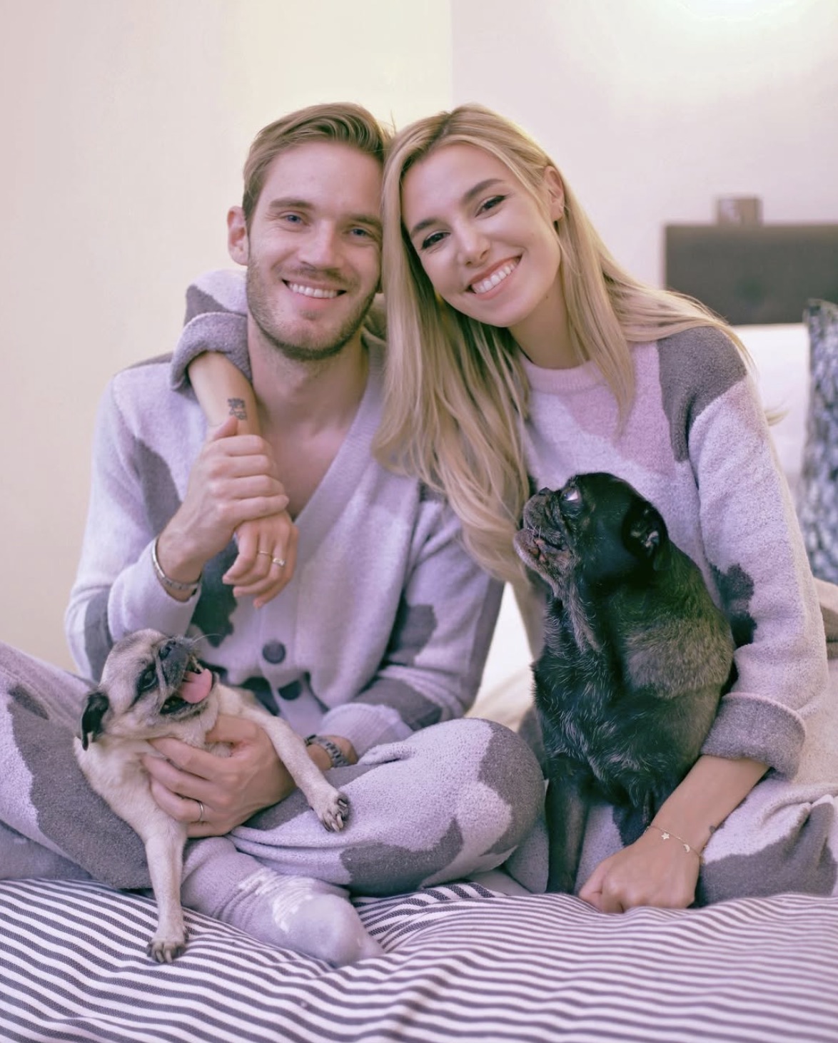 PewDiePie and Marzia wearing the Gelato Pique TSUKI collab