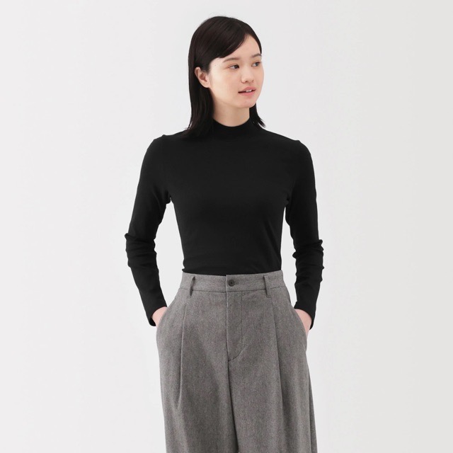 MUJI Brushed Rib Mock Neck T-Shirt